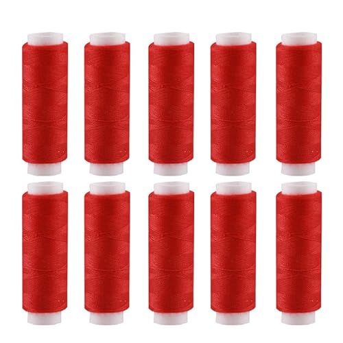 10 x Polyester-Nähgarn, 200 m, rotes Garn für Stickerei/alle Nähzwecke, Hand und Maschine 10 x Polyester-Nähgarn, 200 m, rotes Garn für Stickerei/alle Nähzwecke, Hand und Maschine von Globellapro