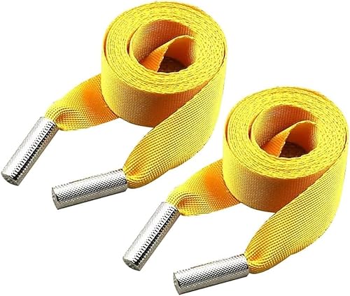2 Stück 140 cm x 2 cm gelbe Kordel, Universalkordel als Ersatz, Polyester, flache Kordelschnur mit Metallverschlussenden für Sweatshirts, Hosen von Globellapro