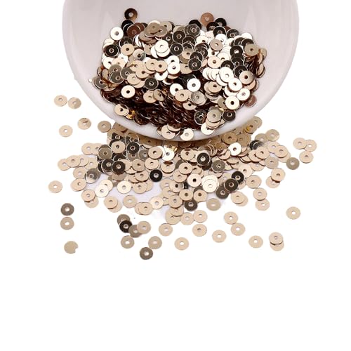 3 Packungen 4 mm/5 mm/6 mm flache, runde lose Pailletten, Silberbasis, PVC-Pailletten für Scrapbooking, Nähdekoration, Champagner 3 Packungen 4 mm/5 mm/6 mm flache, runde lose Pailletten, Silberbasis, PVC-Pailletten für Scrapbooking, Nähdekoration, Champagner von Globellapro