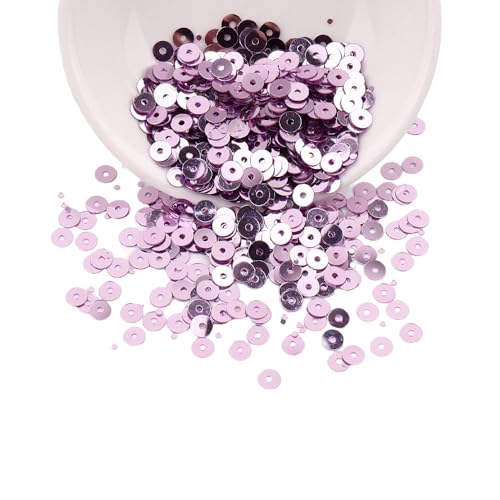 3 Packungen 4 mm/5 mm/6 mm flache, runde lose Pailletten, Silberbasis, PVC-Pailletten für Scrapbooking, Nähdekoration, Flieder von Globellapro