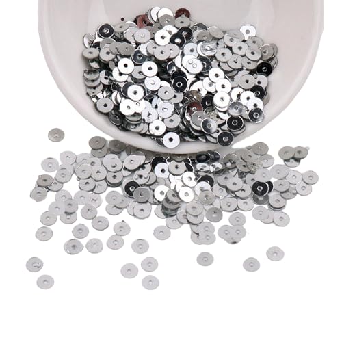 3 Packungen 4 mm/5 mm/6 mm flache, runde lose Pailletten, silberne PVC-Pailletten für Scrapbooking, Nähdekoration, Silber 3 Packungen 4 mm/5 mm/6 mm flache, runde lose Pailletten, silberne PVC-Pailletten für Scrapbooking, Nähdekoration, Silber von Globellapro