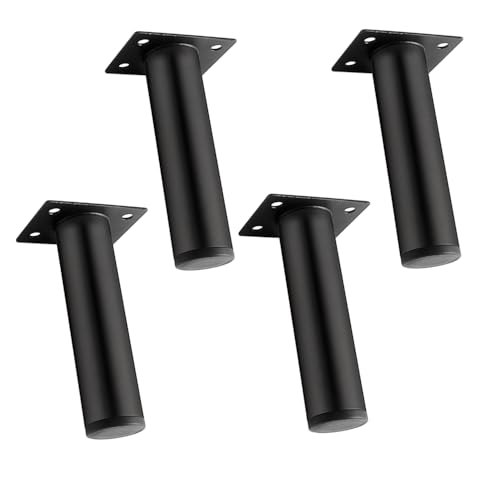 Globellapro Runde Möbelfüße, 30 x 80 mm, kaltgewalzte Stahl-Möbelbeine, Ersatz-Stützfüße mit Schrauben für Sofa, Tisch, Schrank, Schwarz, 4 Stück von Globellapro