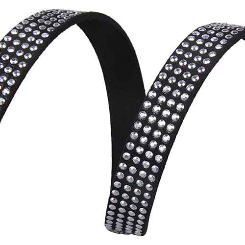 Kunstlederstreifen mit Nieten, 10 mm breit, flacher Lederbesatz zum Basteln, schwarze Nieten, Wildlederimitat-Kordel zum Nähen, 1 m Kunstlederstreifen mit Nieten, 10 mm breit, flacher Lederbesatz zum Basteln, schwarze Nieten, Wildlederimitat-Kordel zum Nähen, 1 m von Globellapro