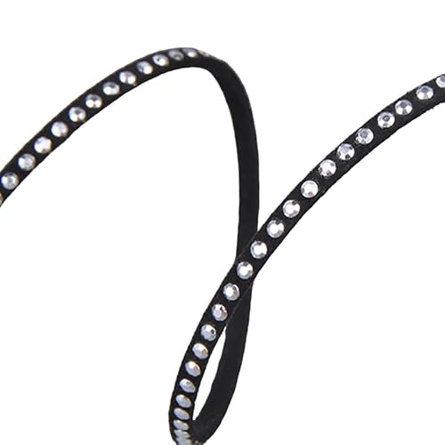 Kunstlederstreifen mit Nieten, 3 mm breit, flacher Lederbesatz zum Basteln, schwarze Nieten, Wildlederimitat-Kordel zum Nähen, 1 m Kunstlederstreifen mit Nieten, 3 mm breit, flacher Lederbesatz zum Basteln, schwarze Nieten, Wildlederimitat-Kordel zum Nähen, 1 m von Globellapro