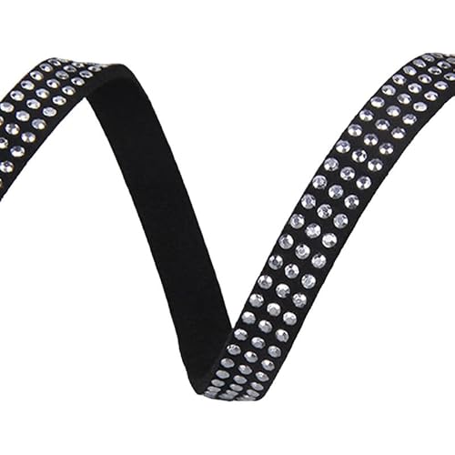 Kunstlederstreifen mit Nieten, 8 mm breit, flacher Lederbesatz zum Basteln, schwarze Nieten, Wildlederimitat-Kordel zum Nähen, 1 m Kunstlederstreifen mit Nieten, 8 mm breit, flacher Lederbesatz zum Basteln, schwarze Nieten, Wildlederimitat-Kordel zum Nähen, 1 m von Globellapro