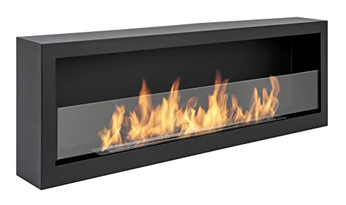 Biokamin S-Line Box 120 cm Bioethanol-Kamin 1200 mm Mattschwarz Wandmontierter Bioethanol-Kamin mit eingebauten von Globmetal