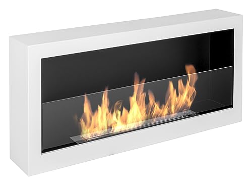 Bio ethanolkamin S-Line Box 90 cm. Bioethanol-Kamin 900 mm mattweiß, Wandkamin. EIN kastenförmiger Biokamin kann an die Wand gehängt Werden mit Glas. von Globmetal
