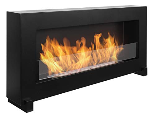 EIN freistehender Bioethanol-Kamin Box 90x40cm mit Glasplatte. 900x400mm Bioethanol-Kamin schwarz. EIN schrankförmiger Biokamin kann auch an die Wand gehängt Werden. von Globmetal
