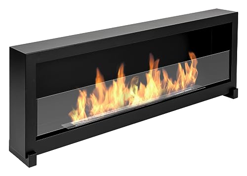 Ein freistehender Biokamin S-Line Box 120 cm. Bioethanolkamin 1200 mm schwarz, Stand- oder Wandkamin. Ein kastenförmiger Biokamin kann auch an die Wand gehängt werden. Bioethanolkamin von Globmetal