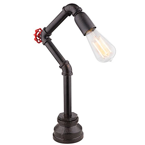 GLOBO Tisch Leuchte Wohn Arbeits Zimmer Beleuchtung Wasser Rohr Design Lampe schwarz gold 43000T von GLOBO