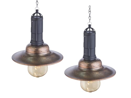 2er SET LED solarbetriebene Hängeleuchten im Industrie-Look für den Garten von GLOBO