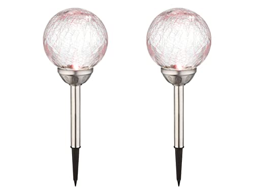 2er Set LED Solarleuchten Gartenkugeln 15cm mit Farbwechsel, Erdspießleuchten, Globo Lighting von GLOBO
