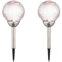 2er Set LED Solarleuchten Gartenkugeln 15cm mit Farbwechsel, Erdspießleuchten von Globo