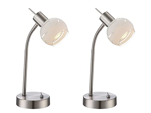 2er Set LED Tischleuchten ELLIOTT flexibel, Glasschirm satiniert 2er Set LED Tischleuchten ELLIOTT flexibel, Glasschirm satiniert von GLOBO