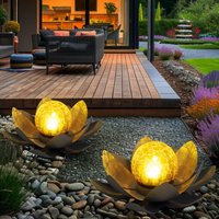 2er Set led Solar Außen Lampen Lotus Blumen Garten Beleuchtung Seerosen Design Leuchten 25 cm von Globo