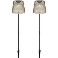 2er Set led Solar Erdspießleuchten Rauchfarbig, Höhe 60cm 2er Set led Solar Erdspießleuchten Rauchfarbig, Höhe 60cm von Globo