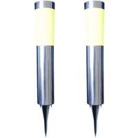 2er set vielseitig verwendbare led Solarleuchten mit Erdspieß, Edelstahl 2er set vielseitig verwendbare led Solarleuchten mit Erdspieß, Edelstahl von Globo