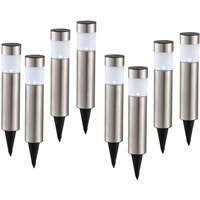 8er Set led Solarleuchten mit Erdspieß, Gartenlampen Edelstahl, Höhe 38 cm 8er Set led Solarleuchten mit Erdspieß, Gartenlampen Edelstahl, Höhe 38 cm von Globo