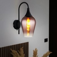 Wandleuchte Glas kupfer Wohnzimmerleuchte Wand Retro Wandlampe schwarz Metall, E27 Fassung, LxBxH 23,5x15x36 cm von Globo