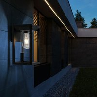 Außenbeleuchtung Balkon Wandleuchte Aussen E27 Terassenlampe Außen Wand, Aluminium schwarz, klar, 1x E27, LxBxH 16,5x15x27 cm von Globo