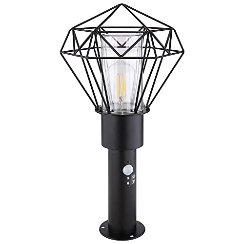 Außenbeleuchtung Standleuchte Säulenlampe Außen mit Bewegungsmelder Garten Stehlampe Aussen Bewegungsmelder, schwarz Diamant Gitter, 1x E27, LxBxH 22,5x25,5x50 cm von Globo