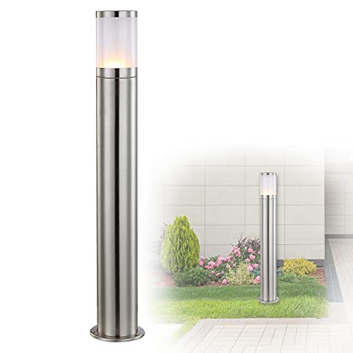 Außenleuchte Edelstahl Wegeleuchte Sockelleuchte Außen Standleuchte (Stehleuchte, Gartenbeleuchtung, Durchmesser 14 cm, Höhe 80 cm, E27 Fassung mit 60 Watt) von GLOBO