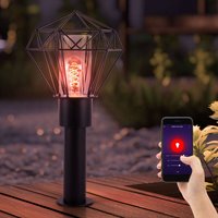 Außenleuchte Stehleuchte Wegelampe Terrassenleuchte Gartenlampe, Edelstahl schwarz Metall, App Steuerung dimmbar cct, Smart rgb led 8,5W 806Lm, l von Globo