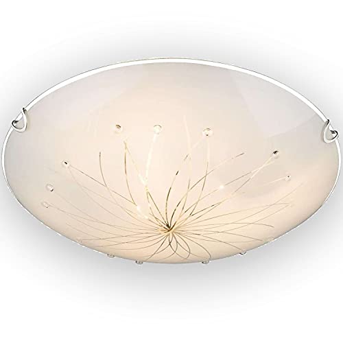 Deckenlampe aus weißem Glas - 1 flammig Flurlampe mit weißem Glas Küchenlampe (Deckenlicht, Deckenleuchte, Wohnzimmerlampe, Schlafzimmerlampe, Rund, 40 cm) von Globo