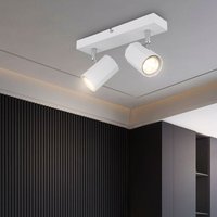Globo Lighting - Deckenleuchte Deckenstrahler 2 flammig beweglich Spotleuchte weiß Spots verstellbar, skandinavisch Metall nickel, 2x GU10 Fassungen, von GLOBO LIGHTING