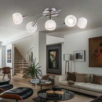 Deckenlampe Deckenleuchte Spotleuchte Wohnzimmerlampe Spotlampe, 5 Flammig Nickel matt Glas weiß, led 4W 400Lm warmweiß, LxBxH 62,4x37,1x21,1cm von Globo