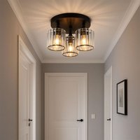 Globo Lighting - Deckenlampe Deckenleuchte Wohnzimmerleuchte rund Acrylkristalle Schlafzimmer, Metall schwarz, 3x E27, DxH 35x18 cm von GLOBO LIGHTING