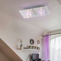 Globo - Deckenlampe Fernbedienung Deckenleuchte Glas Wohnzimmerlampe Chrom Schlafzimmerlampe, 24x Deko led Farbwechsel, 2x G4 Fassungen, LxBxH von Globo