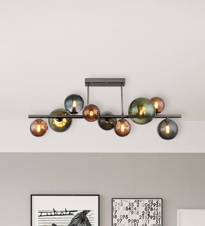 Deckenlampe Riha, Länge 87 cm, rauchgrau/schwarz, 9-flg. von Globo
