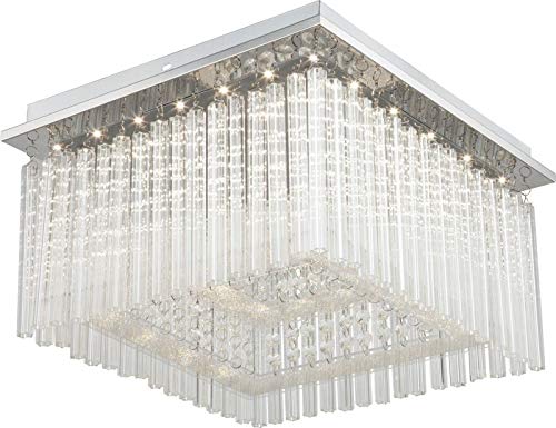 Deckenlampe Schlafzimmer Kristall Deckenleuchte LED Wohnzimmerlampe (Schlafzimmerlampe, Glasstäbe, 30 x 30 cm, 21 Watt) von Globo