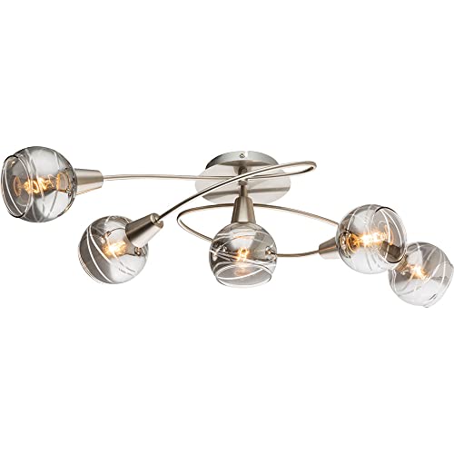 GLOBO Deckenlampe Wohnzimmer Deckenleuchte Esszimmerlampe Glas LED silber 5 flammig, Metall, 5x 4W 4x 324 lm 3000K, LxBxH 62,5x37x21 cm von GLOBO