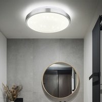 Globo - Deckenleuchte Badezimmer Sterneneffekt led Deckenlampe Bewegungsmelder IP44, Aluminium Acryl opal, led 18W 1050lm 4000K neutralweiß, DxH 30x9 von Globo