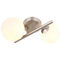 Deckenleuchte Deckenlampe 2-Flammig led Wohnzimmerleuchte Metall Glas Opal von Globo
