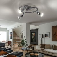 Globo - Deckenleuchte Deckenlampe Deckenstrahler Wohnzimmerlampe Schlafzimmerleuchte Flurlampe, Metall silber, 3 Flammig Spots beweglich, led, DxH von Globo