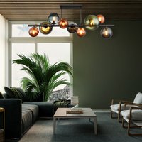 Led Deckenleuchte 9 Flammig Deckenlampe Glaskugeln Esszimmerleuchte Kugeln, bronze petrol grün, 9x 3,5W 350Lm warmweiß, LxBxH 87x30x38 cm von GLOBO LIGHTING