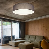 Deckenleuchte Deckenleuchte Stoff anthrazit Lampe Wohnzimmer Beleuchtung Schlafzimmer Modern, Textil anthrazit weiß, rund, 3x E27, DxH 40x10 cm von Globo