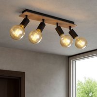 Deckenleuchte Deckenstrahler Spotleuchte Esszimmerlampe Wohnzimmerlampe Flurleuchte, Metall Holz braun schwarz, 4 Flammig Spots beweglich, L 49 cm von GLOBO LIGHTING