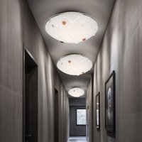 Globo - Deckenleuchte Glasschirm Deckenlampe 1-Flammig Wohnzimmer Beleuchtung opal mit Dekorsteinen, Metall chrom Linien, 1x led 8 Watt 640 lm, 3er von Globo