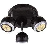 Deckenleuchte Spots Deckenlampe Chrom schwarz Deckenstrahler 3 flammig, bewegliche Spots, 3x led 3W 250lm, DxH 18 x 13 cm Deckenleuchte Spots Deckenlampe Chrom schwarz Deckenstrahler 3 flammig, bewegliche Spots, 3x led 3W 250lm, DxH 18 x 13 cm von Globo