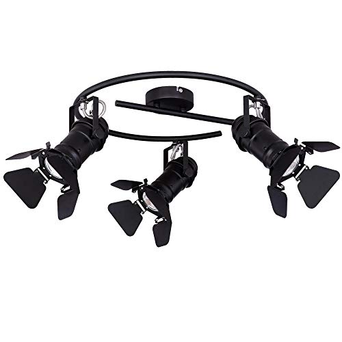 Deckenleuchte schwenkbar Deckenlampe 3-Flammig Deckenstrahler schwarz, Filmscheinwerfer, 3x GU10, DxH 40 x 26,5 cm von GLOBO