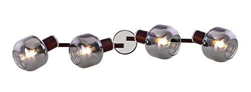Deckenstrahler 4 Flammig Deckenlampe Flur Deckenleuchte Wohnzimmer (Rauch Glas, Deckenspot, Bronze Optik, 4 x E14, Beweglich) von GLOBO