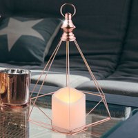 Dekoleuchte Laterne Hängeleuchte led Weihnachtsdeko led Kerze Gitter Design, Metall kupferfarben, LxH 20x26 cm von Globo