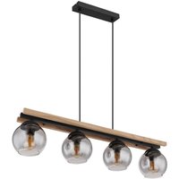 Globo - gebraucht] Hängelampe Pendelleuchte Conni Rauchgrau Glas Holz 4 Flammig 85 Cm B-Ware von Globo