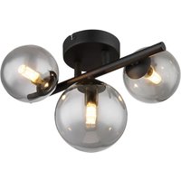 GLOBO Deckenleuchte 56133-3W Riha schwarz Metall Rauchglas B/H: ca. 21x28 cm 3 Brennstellen von Globo