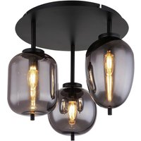 GLOBO Deckenleuchte BLACKY 15345-3D mattschwarz Metall Rauchglas H/D: ca. 36x46 cm E14 3 Brennstellen von Globo