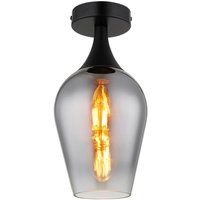 GLOBO Deckenleuchte Chrom schwarz transparent Metall Glas H/D: ca. 30x15 cm E27 1 Brennstellen von Globo
